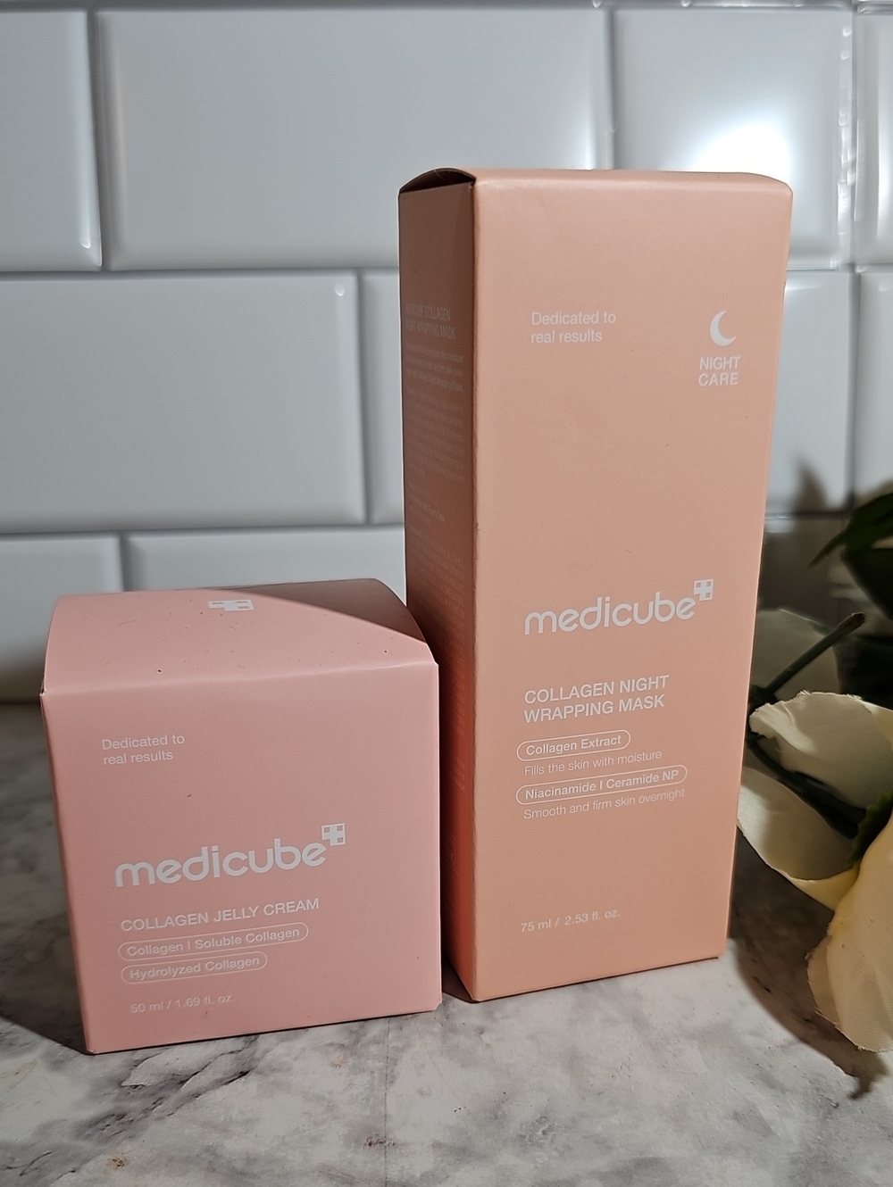 medicube Pink Collagen Jelly Cream & Night Wrapping Mask.